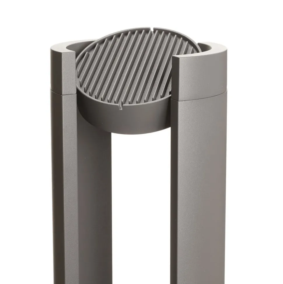 Lucande LED pullert Dylen, grå, metal, 80 cm, IP65
