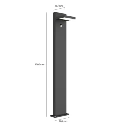 Lucande LED pullert Silvan, 100 cm, sensor, antracit