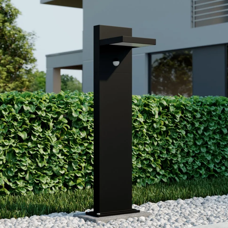 Lucande LED pullert Silvan, 65 cm, sensor, antracit