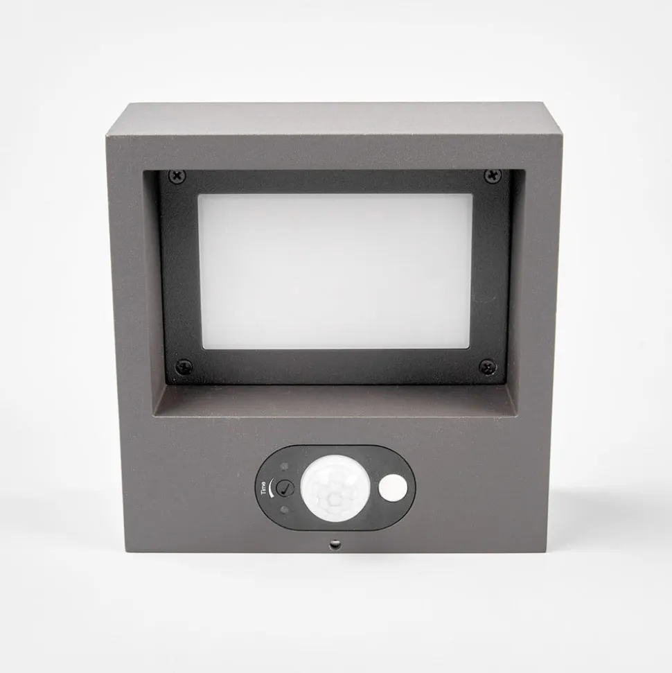 Lucande LED solcelle-væglampe Mahra, antracit, metal, sensor