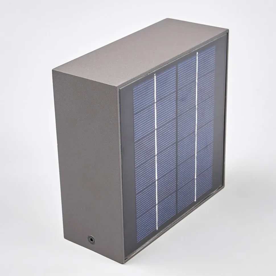 Lucande LED solcelle-væglampe Mahra, antracit, metal, sensor