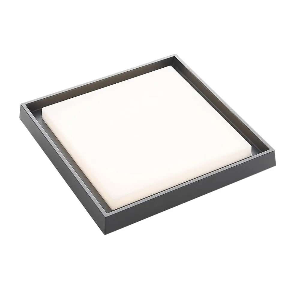 Lucande LED udendørs loftlampe Birta, mørkegrå, IP54, 34 cm