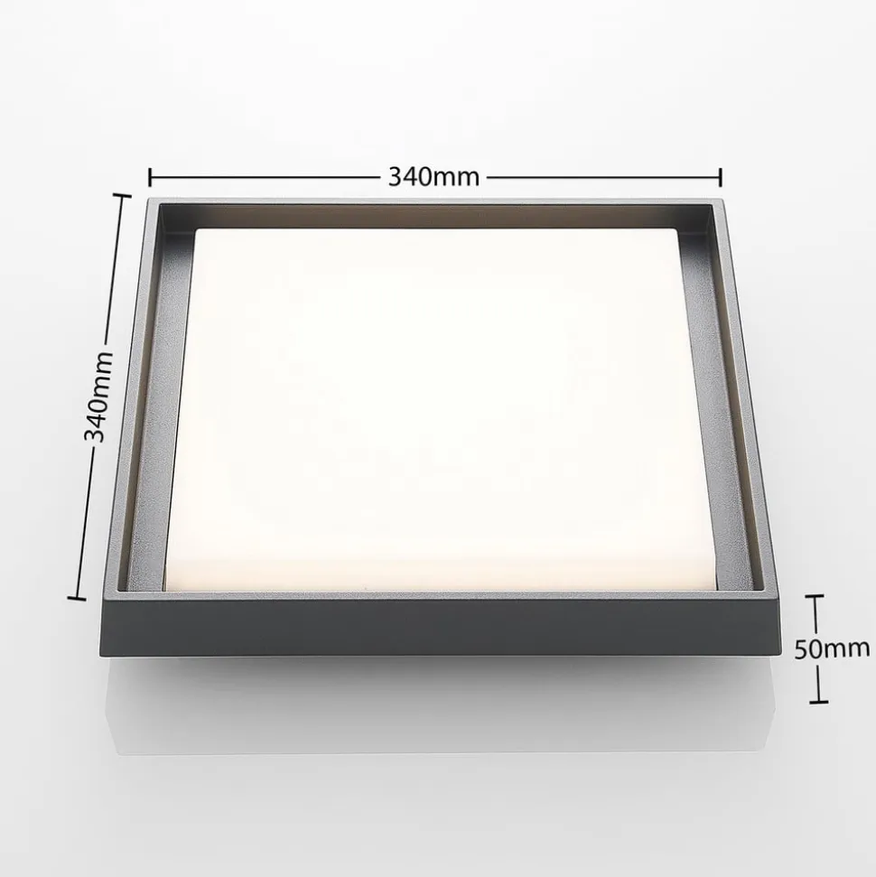 Lucande LED udendørs loftlampe Birta, mørkegrå, IP54, 34 cm