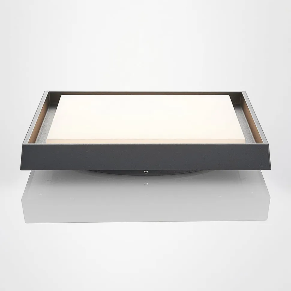 Lucande LED udendørs loftlampe Birta, mørkegrå, IP54, 34 cm