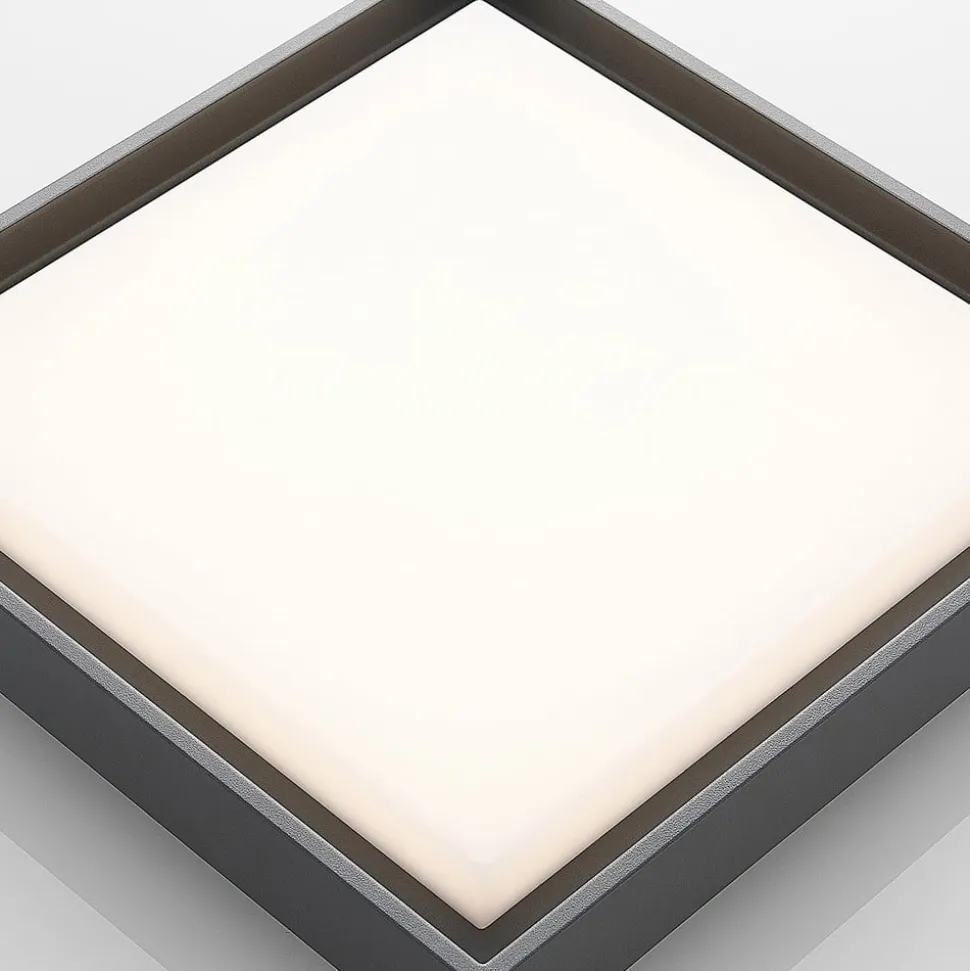 Lucande LED udendørs loftlampe Birta, mørkegrå, IP54, 34 cm