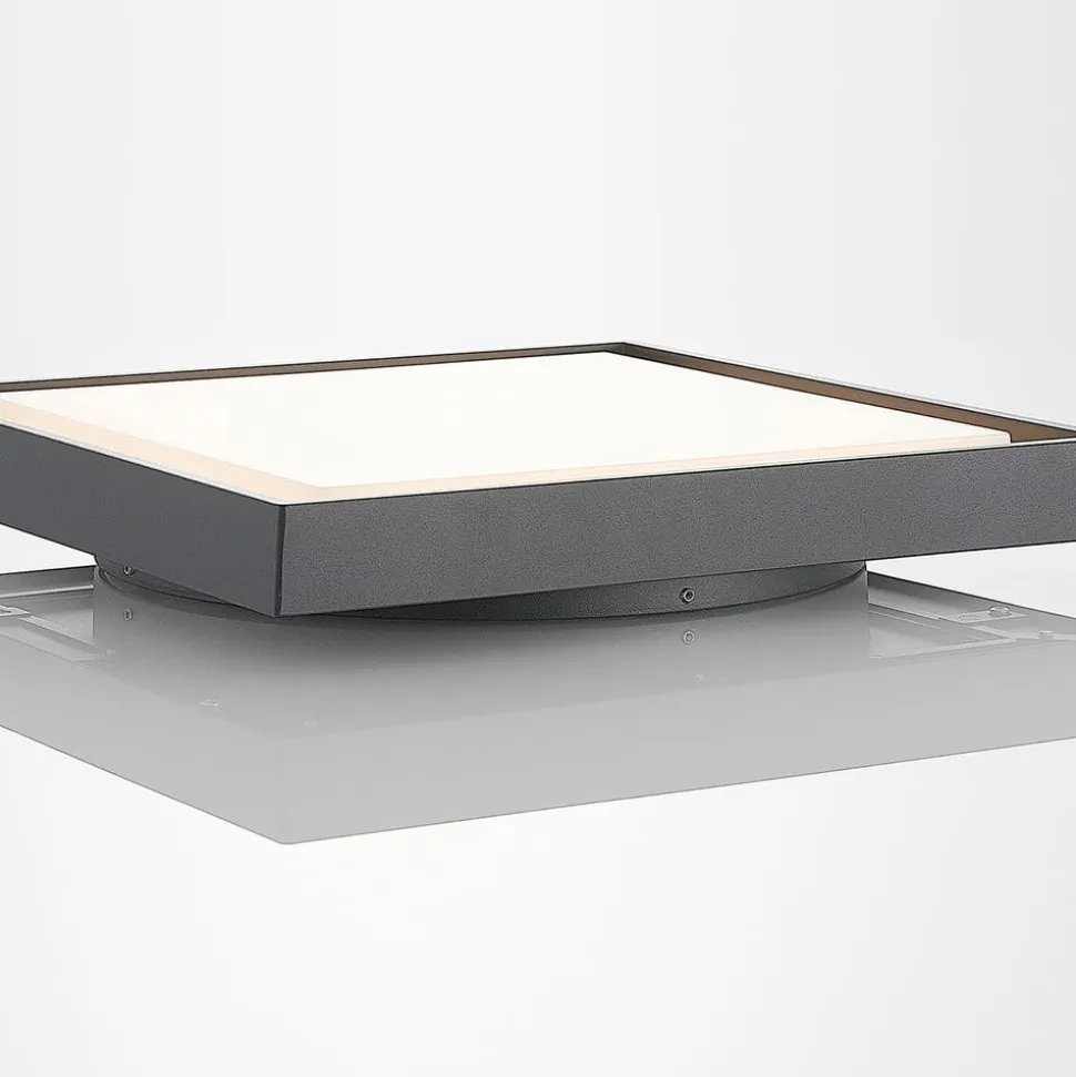 Lucande LED udendørs loftlampe Birta, mørkegrå, IP54, 34 cm