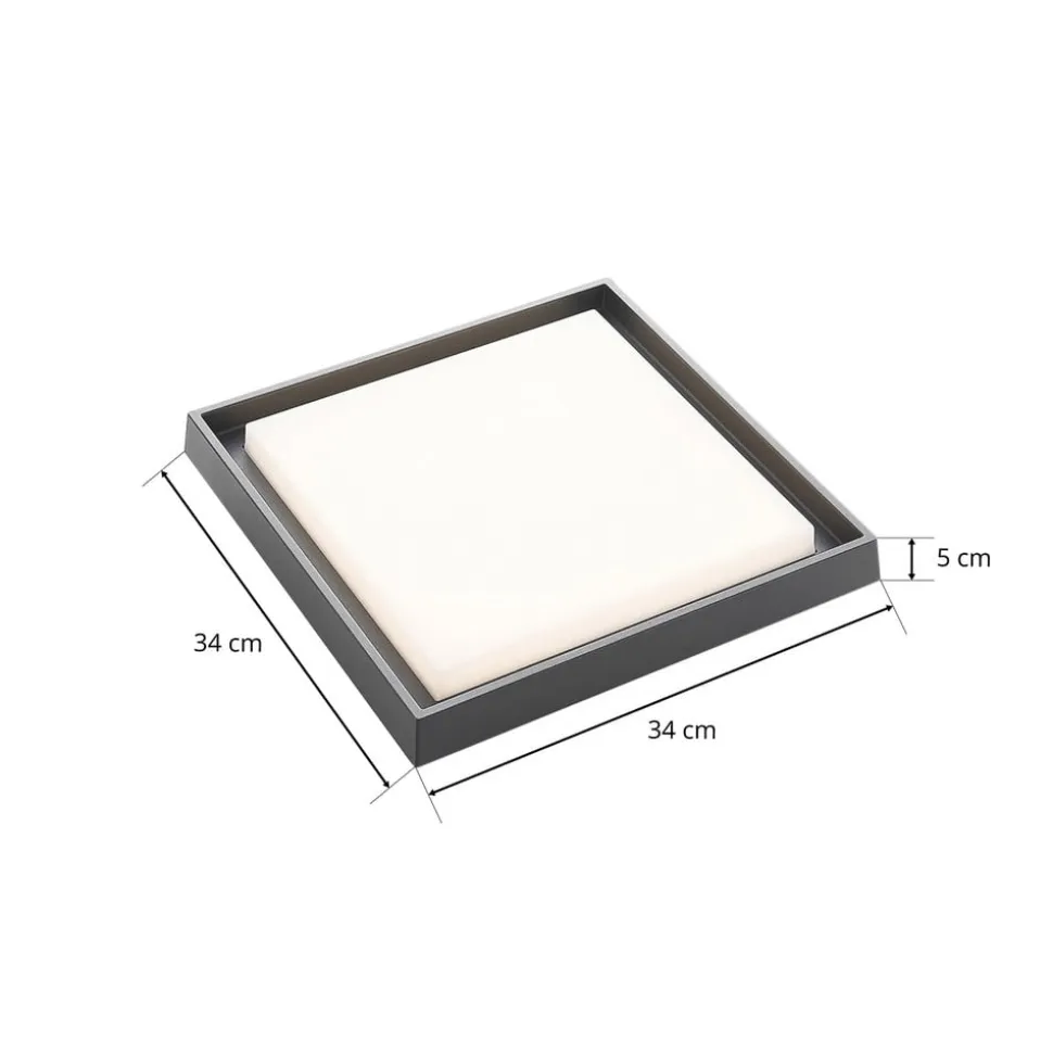 Lucande LED udendørs loftlampe Birta, mørkegrå, IP54, 34 cm