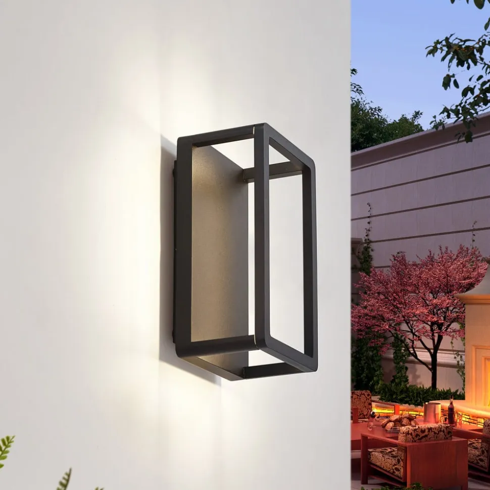 Lucande LED udendørs væglampe Thorvid, højde 26 cm, sort