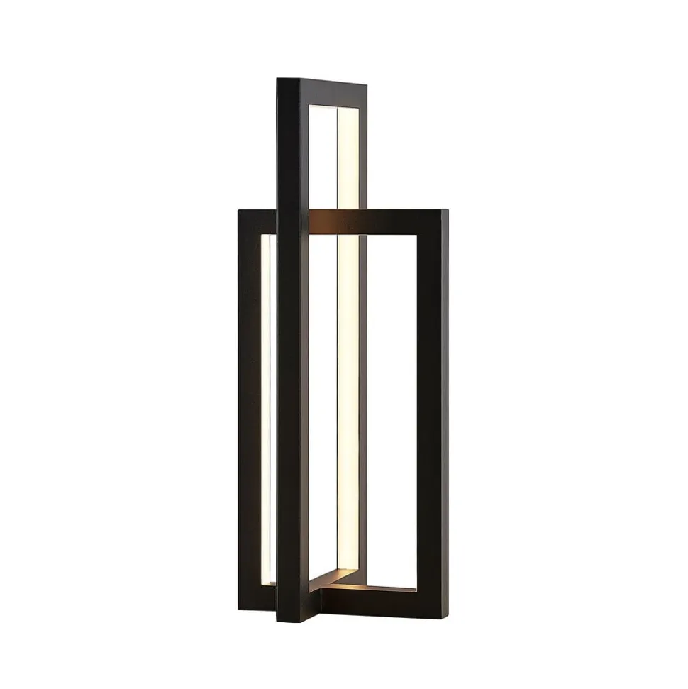 Lucande LED-bordlampe Hylda, højde 42 cm, sort, aluminium