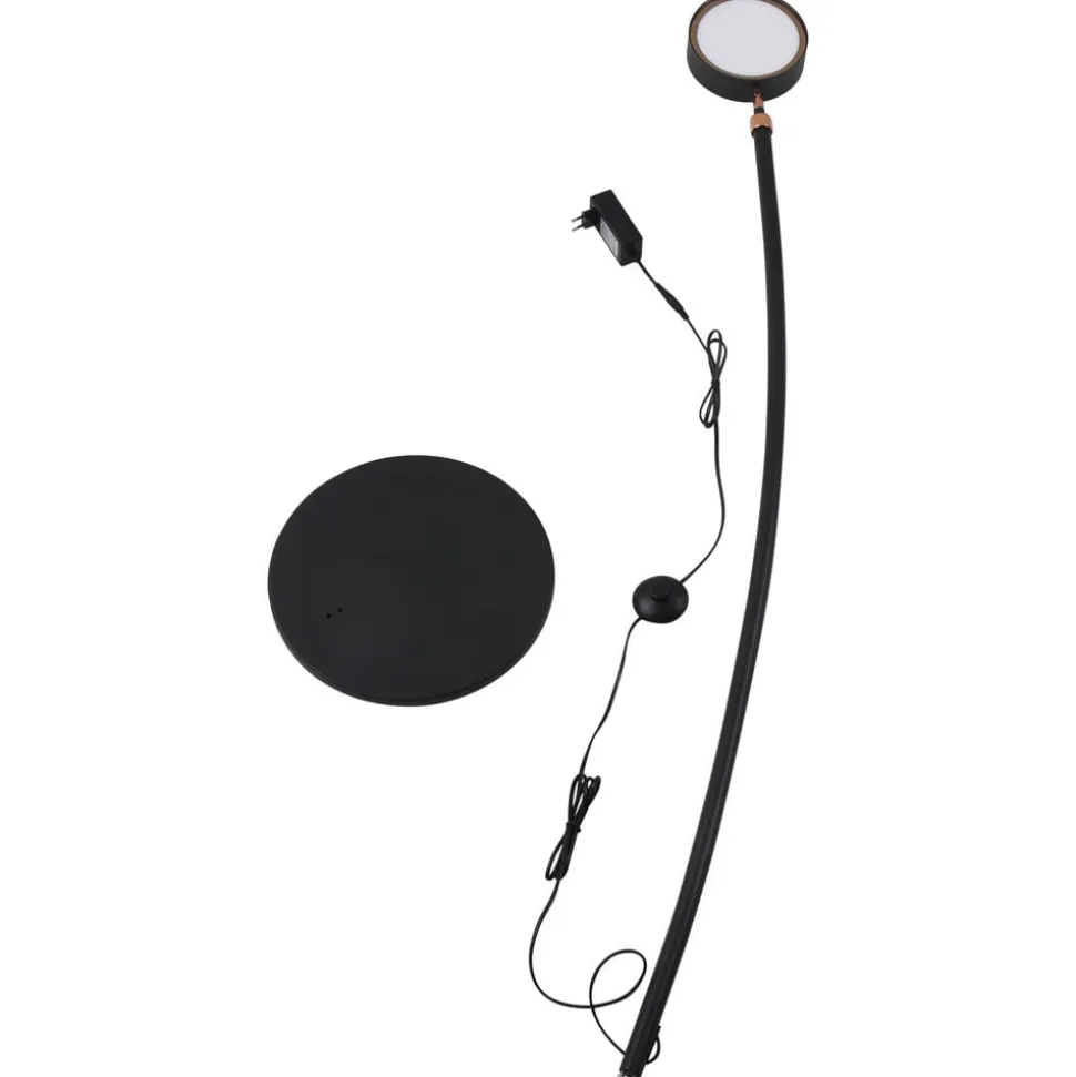 Lucande LED-buelampe Boga, sort, metal, dæmpbar
