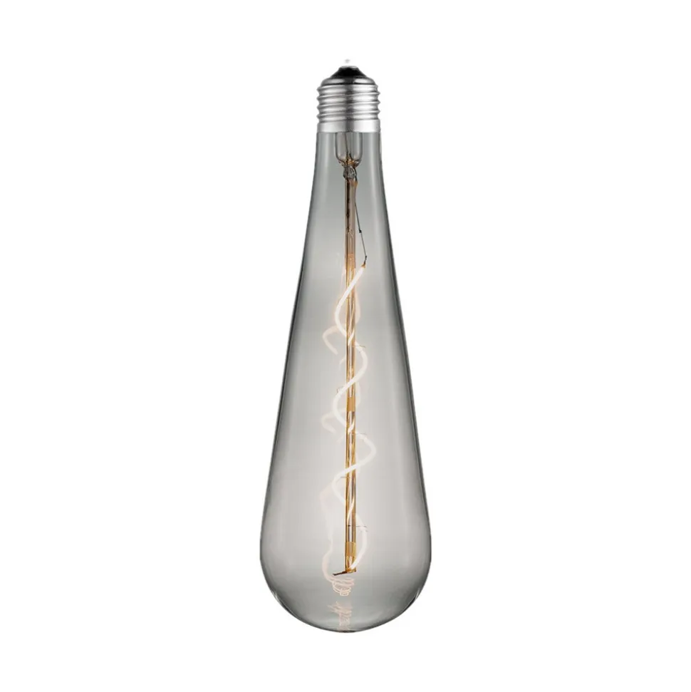 Lucande LED-dråbepære E27 4W, røgfarvet, Ø 9 cm, 1800K