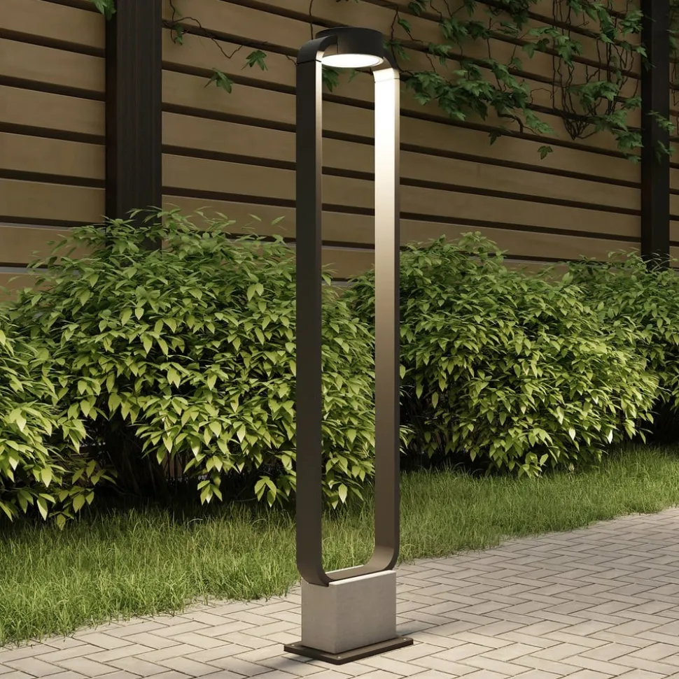 Lucande LED-gadelampe Belna, 100 cm, antracit, beton, IP65