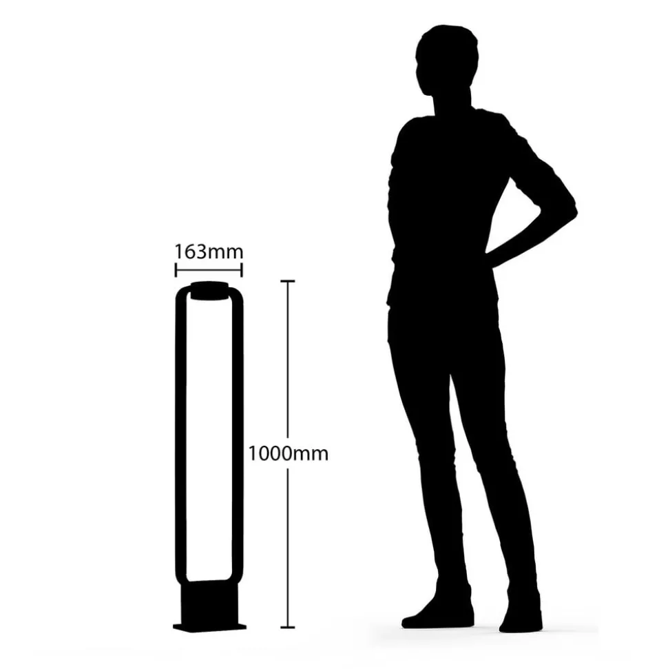 Lucande LED-gadelampe Belna, 100 cm, antracit, beton, IP65