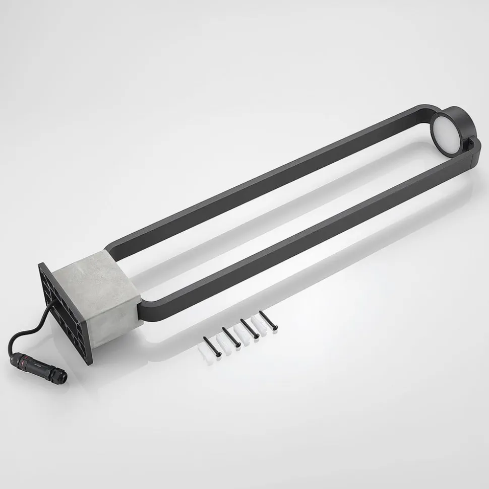 Lucande LED-gadelampe Belna, 100 cm, antracit, beton, IP65