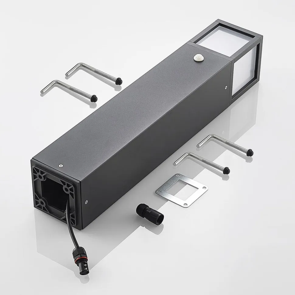 Lucande LED-gadelampe Dewari, bevægelsessensor, 65 cm, IP54