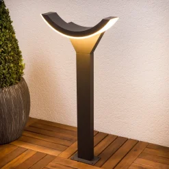 Lucande LED-gadelampe Halv, 60 cm, antracit, metal, IP54
