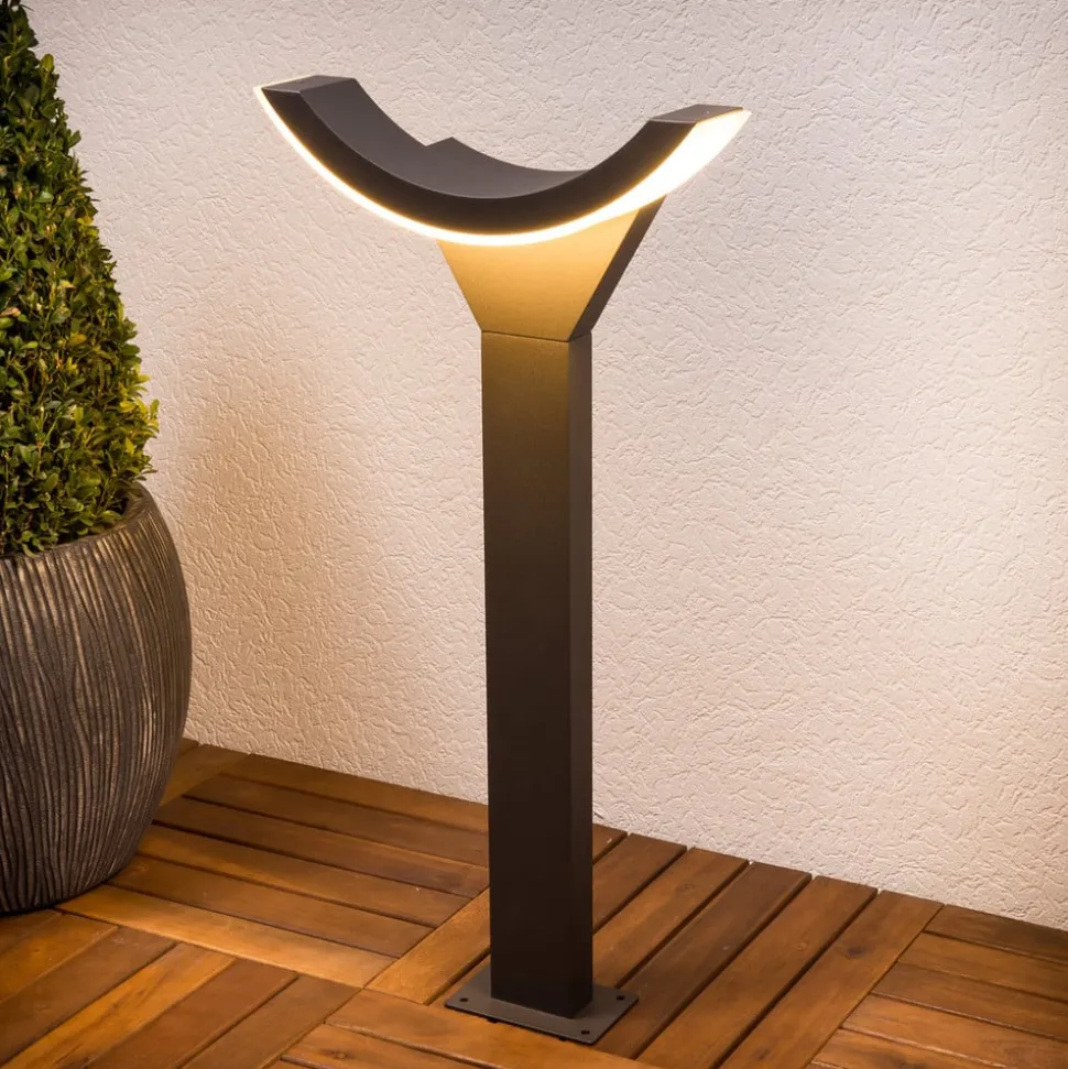 Lucande LED-gadelampe Halv, 60 cm, antracit, metal, IP54
