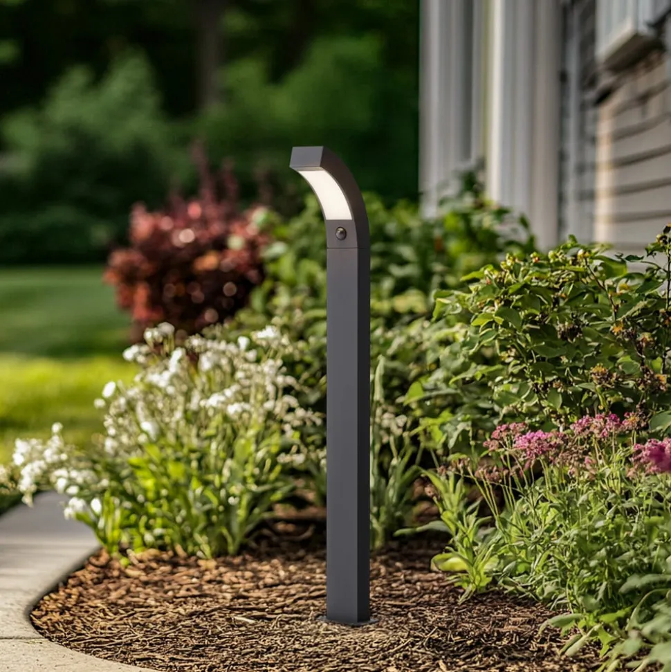 Lucande LED-gadelampe Lennik, sensor, 100 cm, antracit