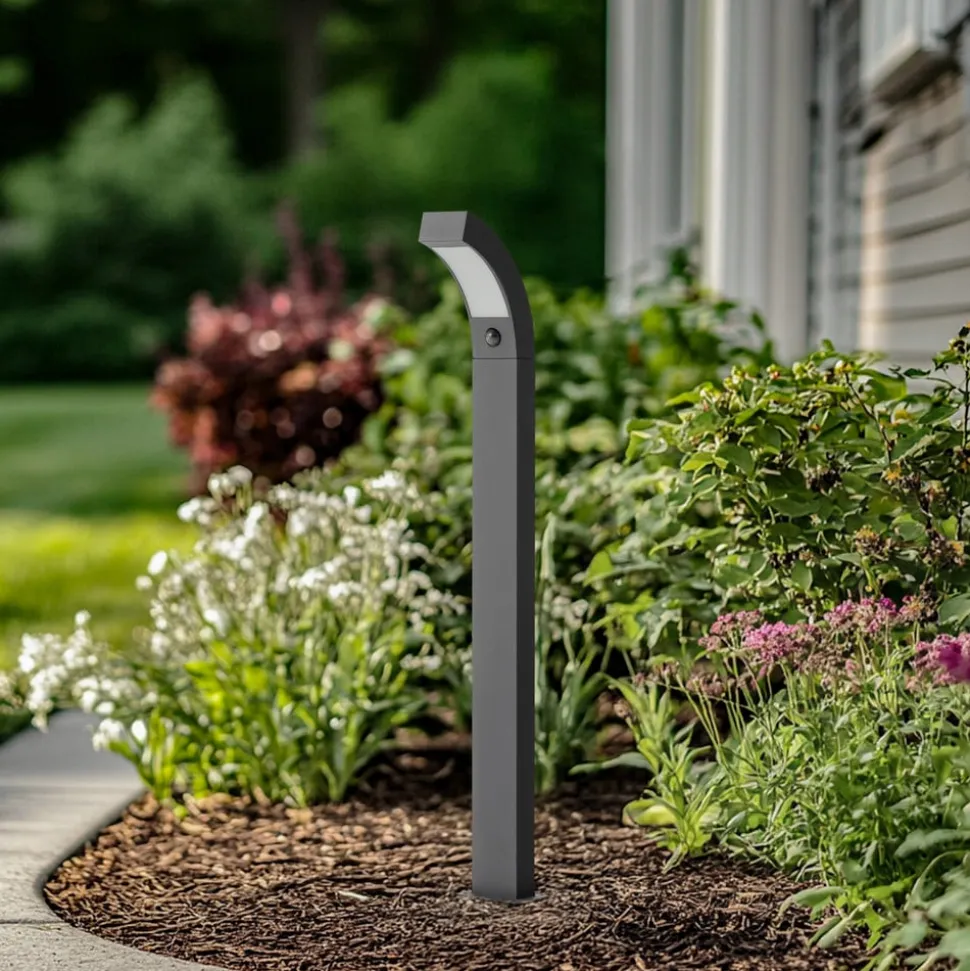 Lucande LED-gadelampe Lennik, sensor, 100 cm, antracit