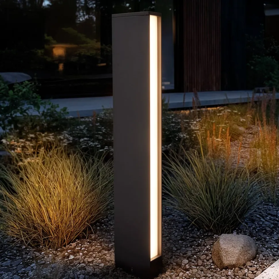 Lucande LED-gadelampe Lirka, 2 lyskilder, grå, metal, 60 cm