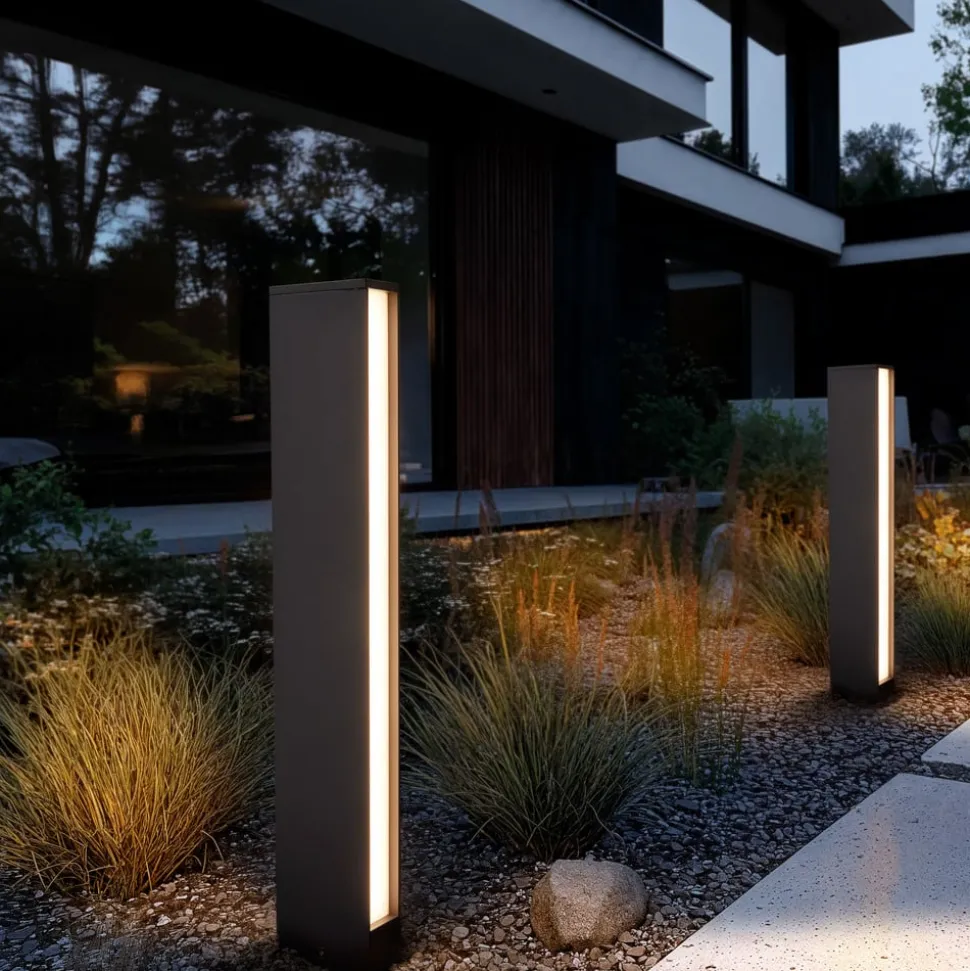 Lucande LED-gadelampe Lirka, 2 lyskilder, grå, metal, 60 cm