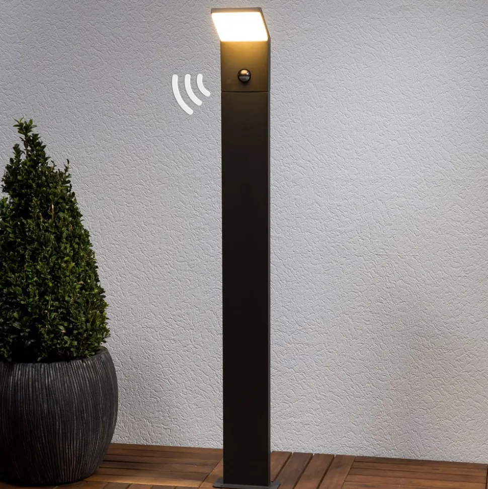 Lucande LED-gadelampe Nevio, sensor, 100 cm, antracit