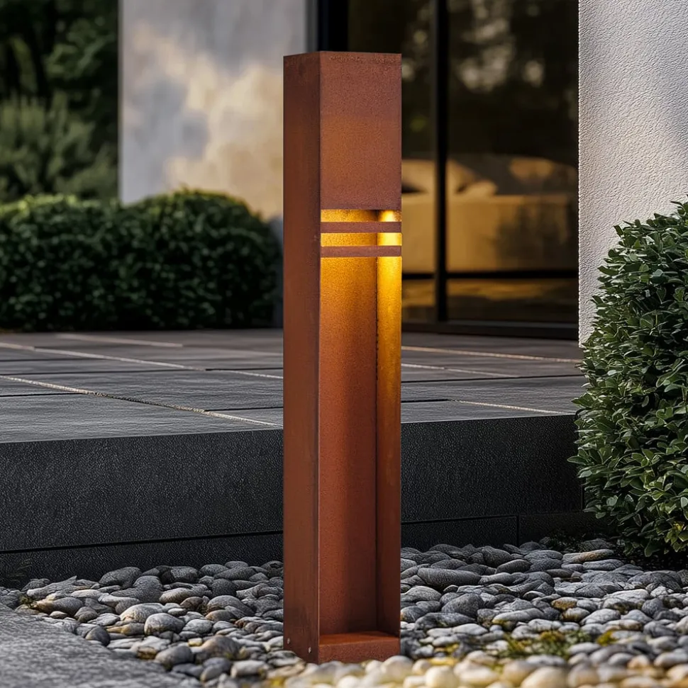 Lucande LED-gadelampe Oxido, rustfarvet, cortenstål