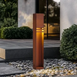 Lucande LED-gadelampe Oxido, rustfarvet, cortenstål
