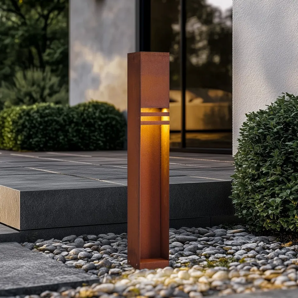Lucande LED-gadelampe Oxido, rustfarvet, cortenstål