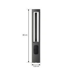 Lucande LED-gadelampe Pirron, højde 80 cm, stikkontakt, IP54