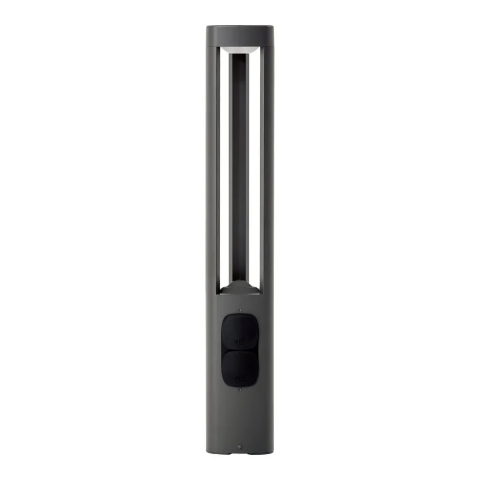 Lucande LED-gadelampe Pirron, højde 80 cm, stikkontakt, IP54