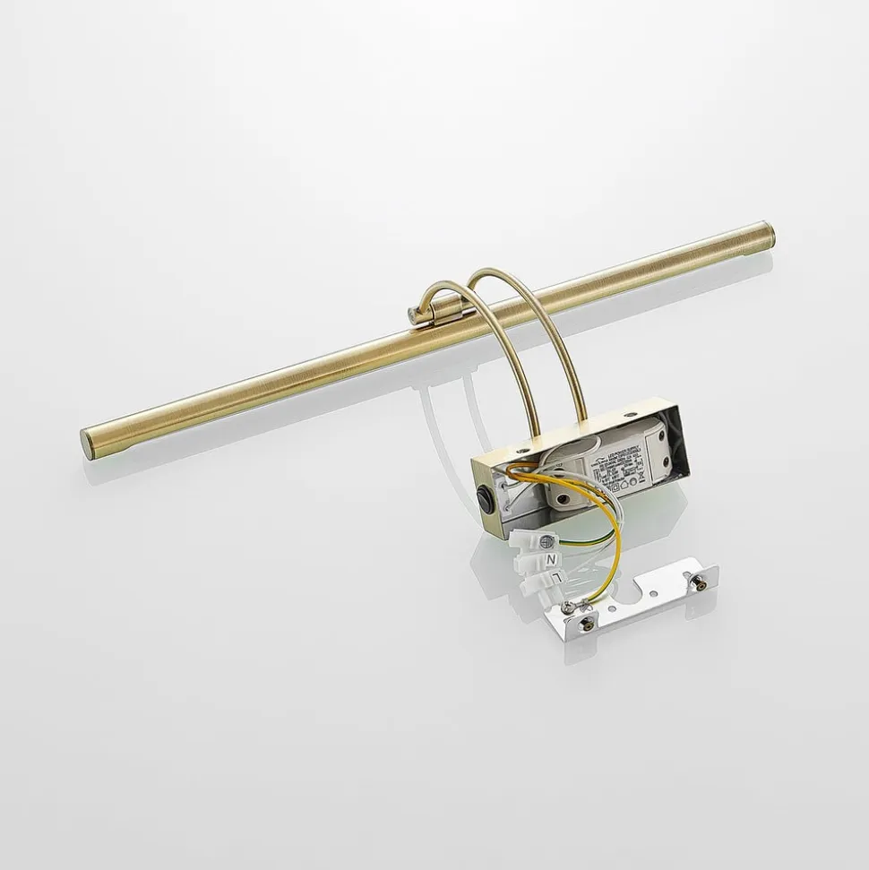 Lucande LED-gallerilampe Dimitrij, buet, messing, metal
