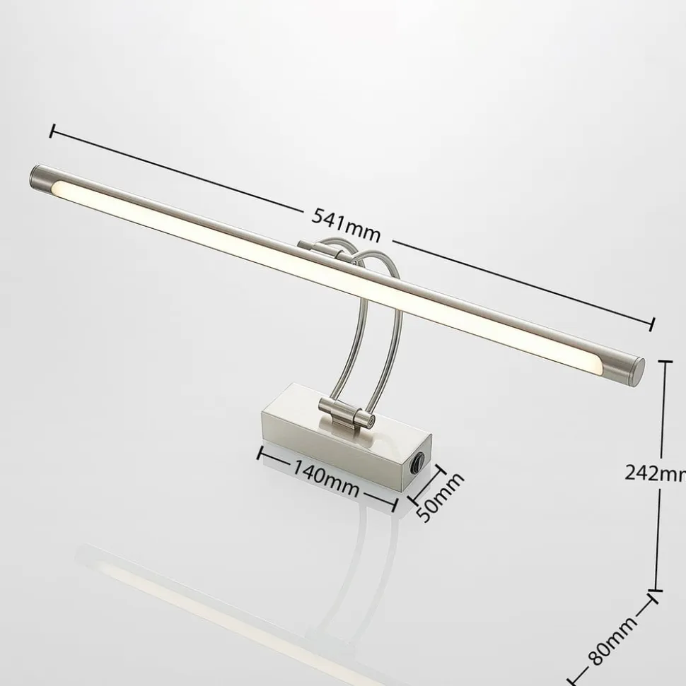 Lucande LED-gallerilampe Dimitrij, nikkel, metal, 54 cm
