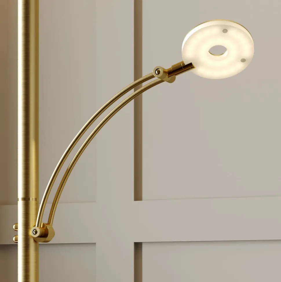 Lucande LED-gulvlampe Anniki, messing, justerbar, dæmpbar
