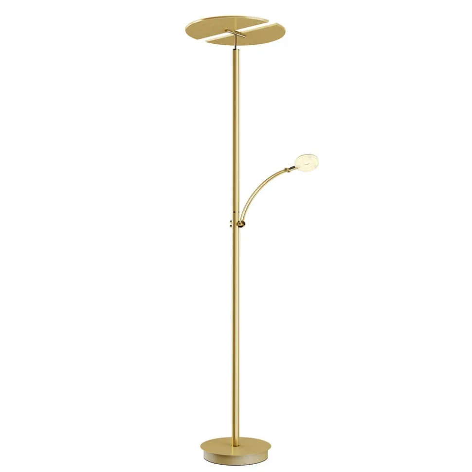 Lucande LED-gulvlampe Anniki, messing, justerbar, dæmpbar