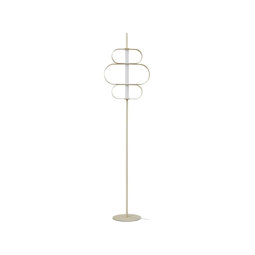Lucande LED-gulvlampe Audrina, beige, metal, dæmpbar