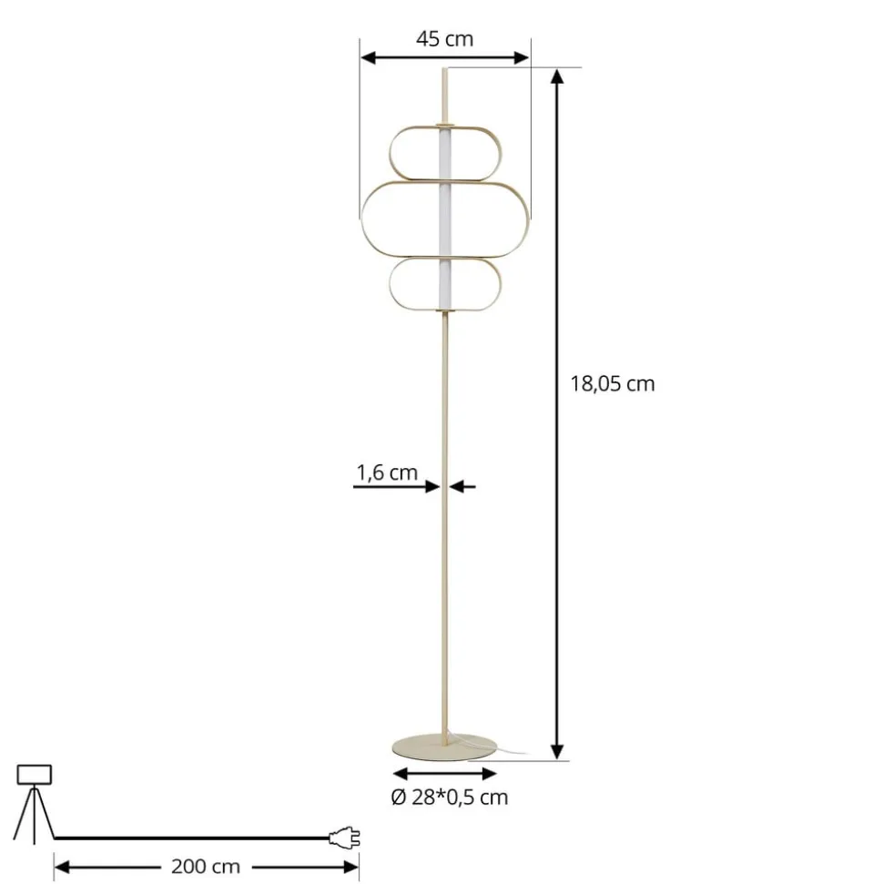 Lucande LED-gulvlampe Audrina, beige, metal, dæmpbar