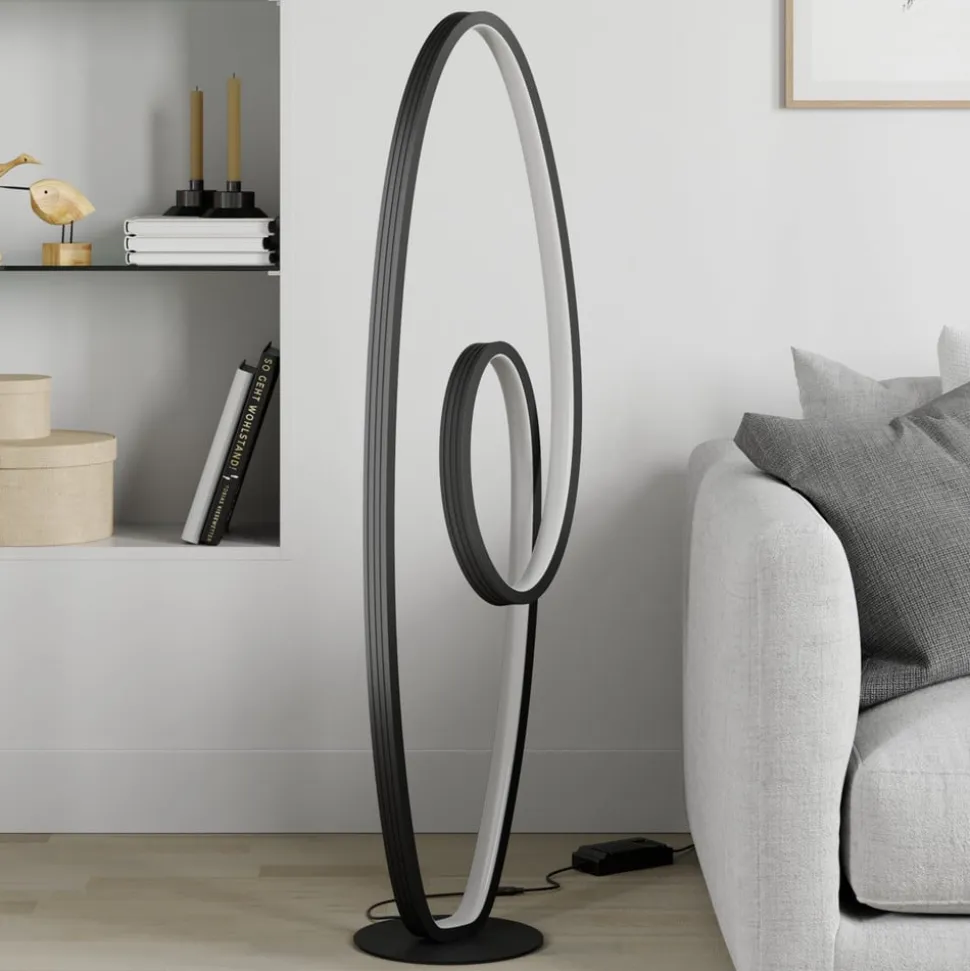 Lucande LED-gulvlampe Bronwyn, 122 cm, antracit, aluminium