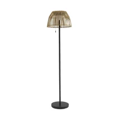 Lucande LED-gulvlampe Eligio, bambus, Ø 39 cm, RGB