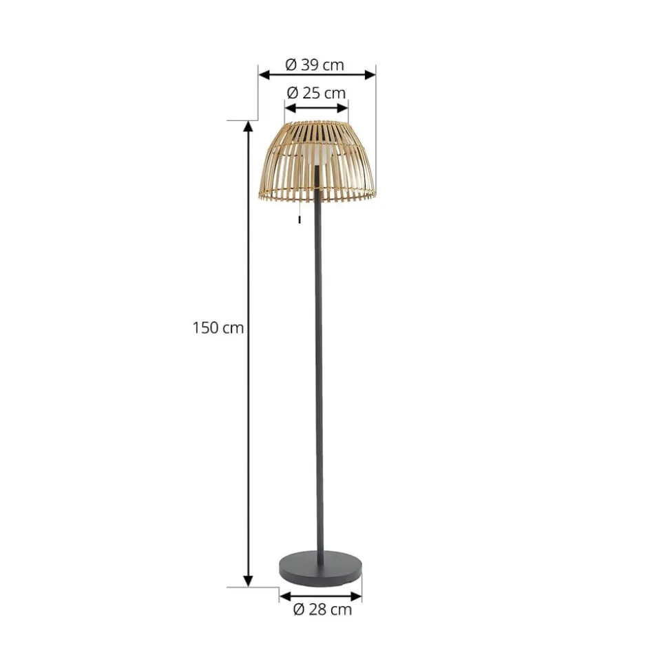 Lucande LED-gulvlampe Eligio, bambus, Ø 39 cm, RGB