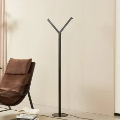 Lucande LED-gulvlampe Ilian, sort, metal, CCT, dæmpbar
