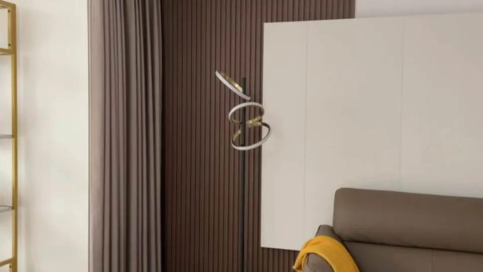 Lucande LED-gulvlampe Madu, sort, metal, 160 cm, dæmpbar