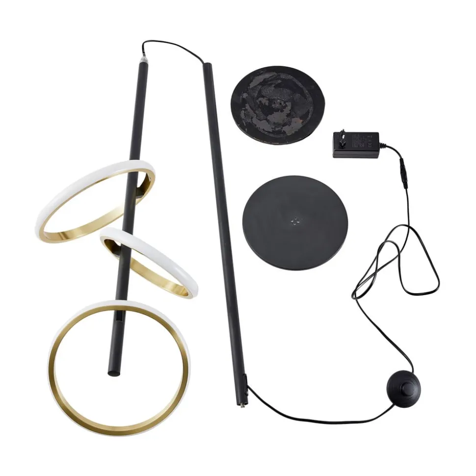 Lucande LED-gulvlampe Madu, sort, metal, 160 cm, dæmpbar