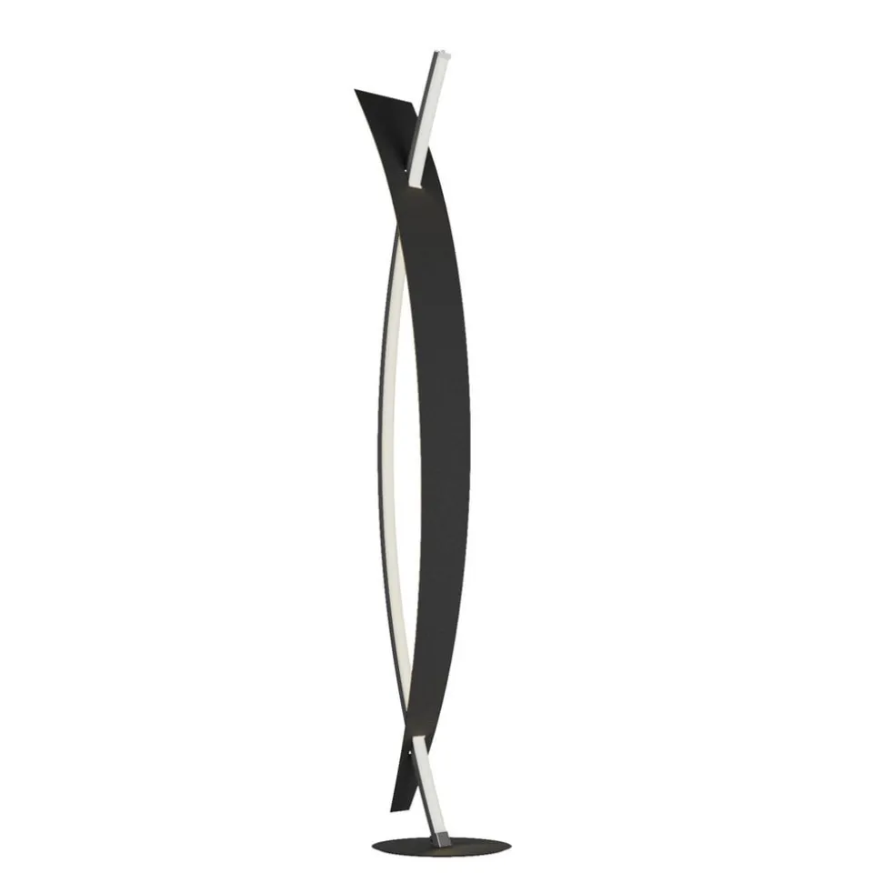 Lucande LED-gulvlampe Marija, sort, metal, højde 140 cm