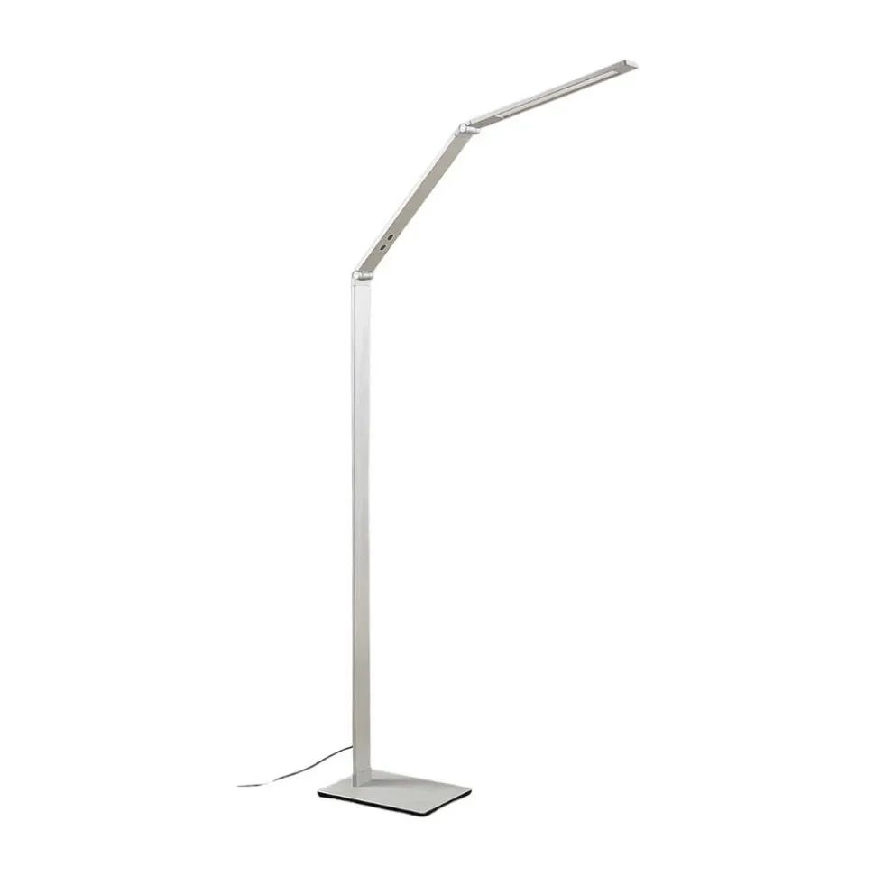 Lucande LED-gulvlampe Nicano, grå, metal, CCT, 125 cm