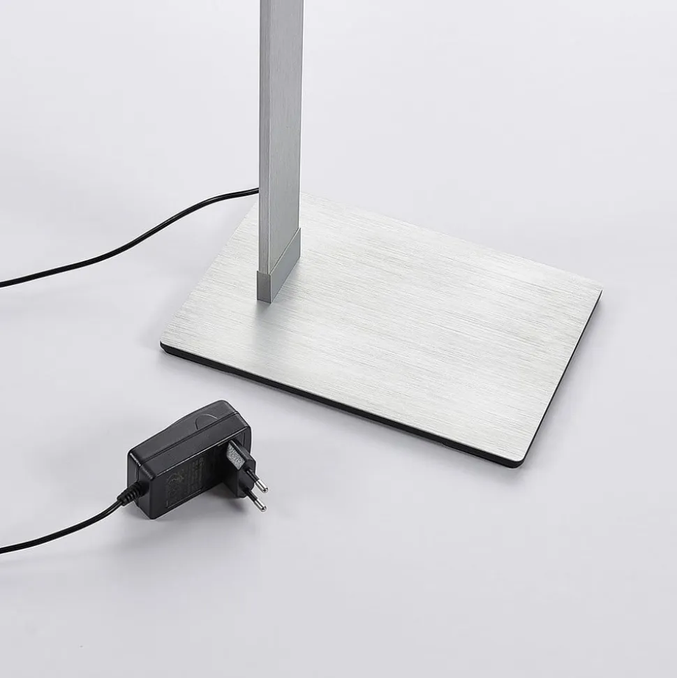 Lucande LED-gulvlampe Nicano, grå, metal, CCT, 125 cm