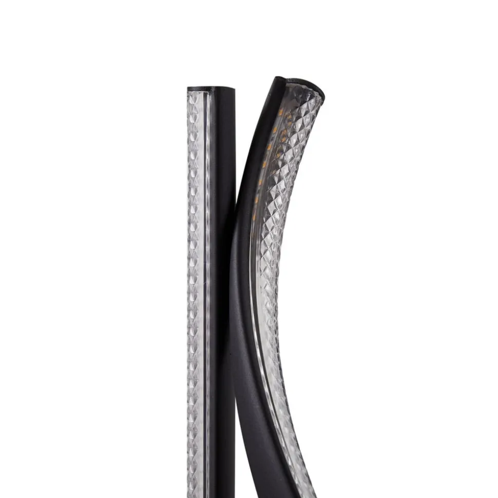 Lucande LED-gulvlampe Rodado, sort, 132 cm, aluminium
