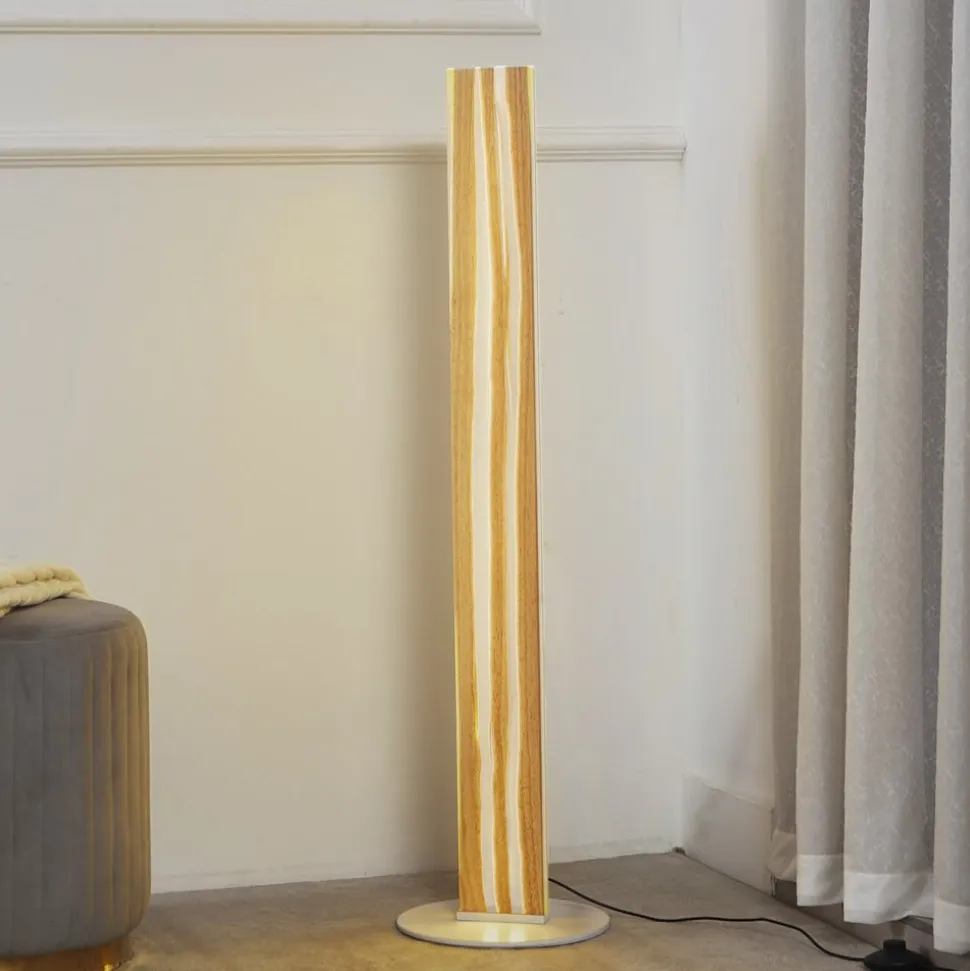 Lucande LED-gulvlampe Silja, 101 cm, træ, resin, 3000K
