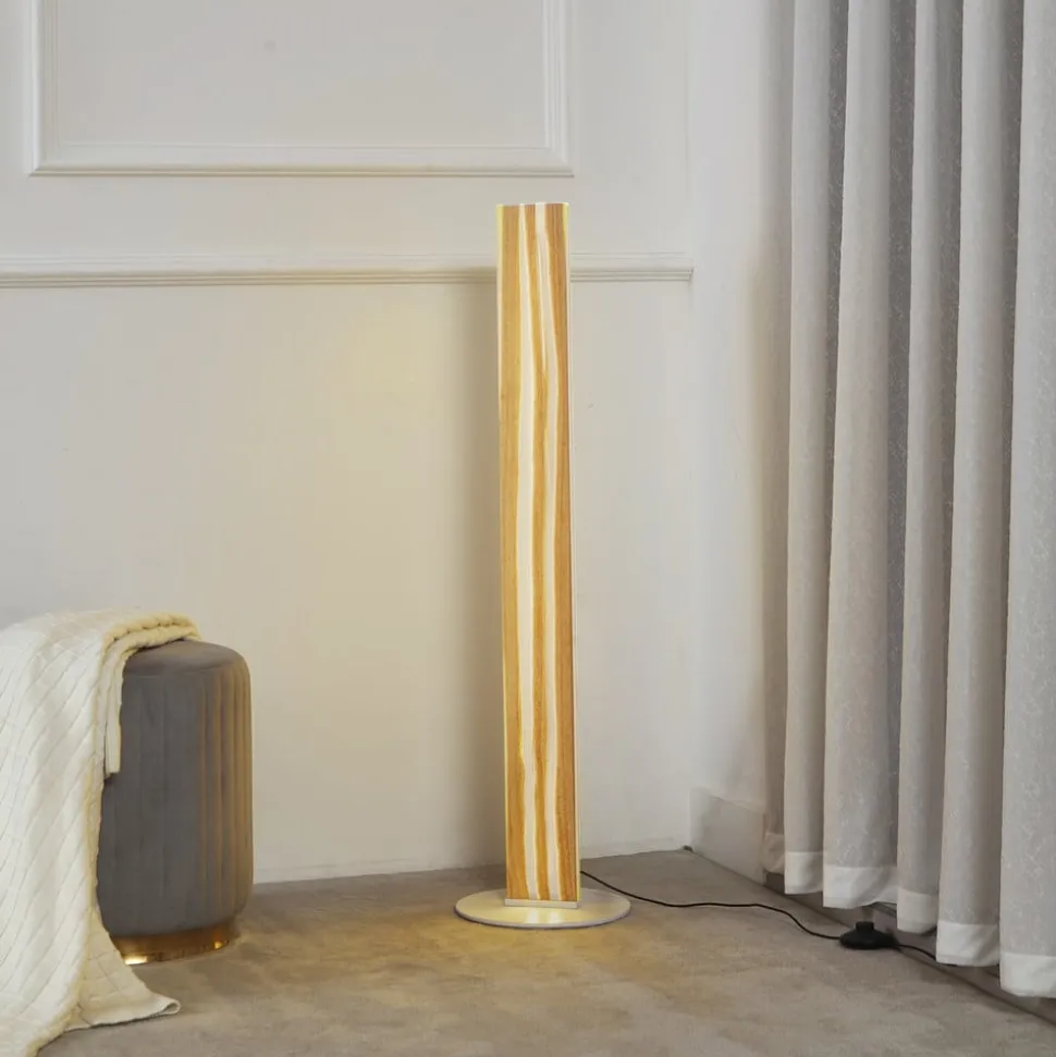 Lucande LED-gulvlampe Silja, 101 cm, træ, resin, 3000K