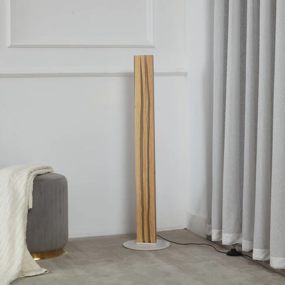 Lucande LED-gulvlampe Silja, 101 cm, træ, resin, 3000K
